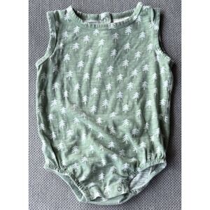 SIXX Tree Print Bubble Romper 12-18M Green Organic Cotton Baby One Piece